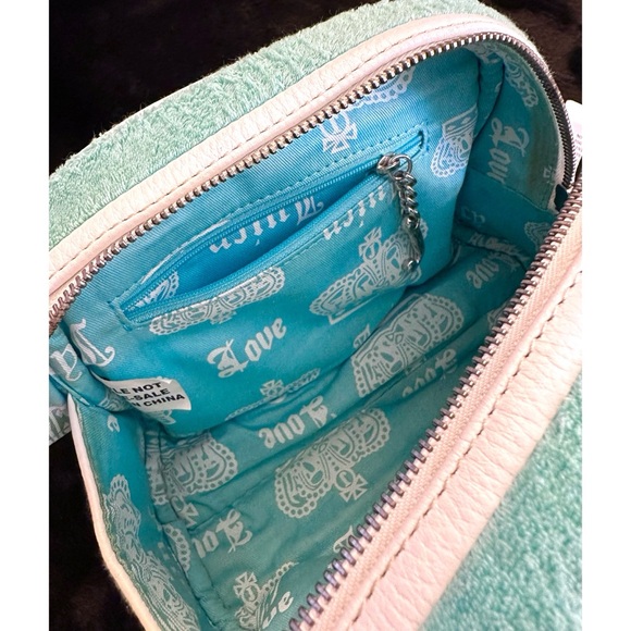 Vintage Juicy Couture Y2K Terry Mini Bowler Bag Purse Mint Green White NEW - Picture 6 of 16
